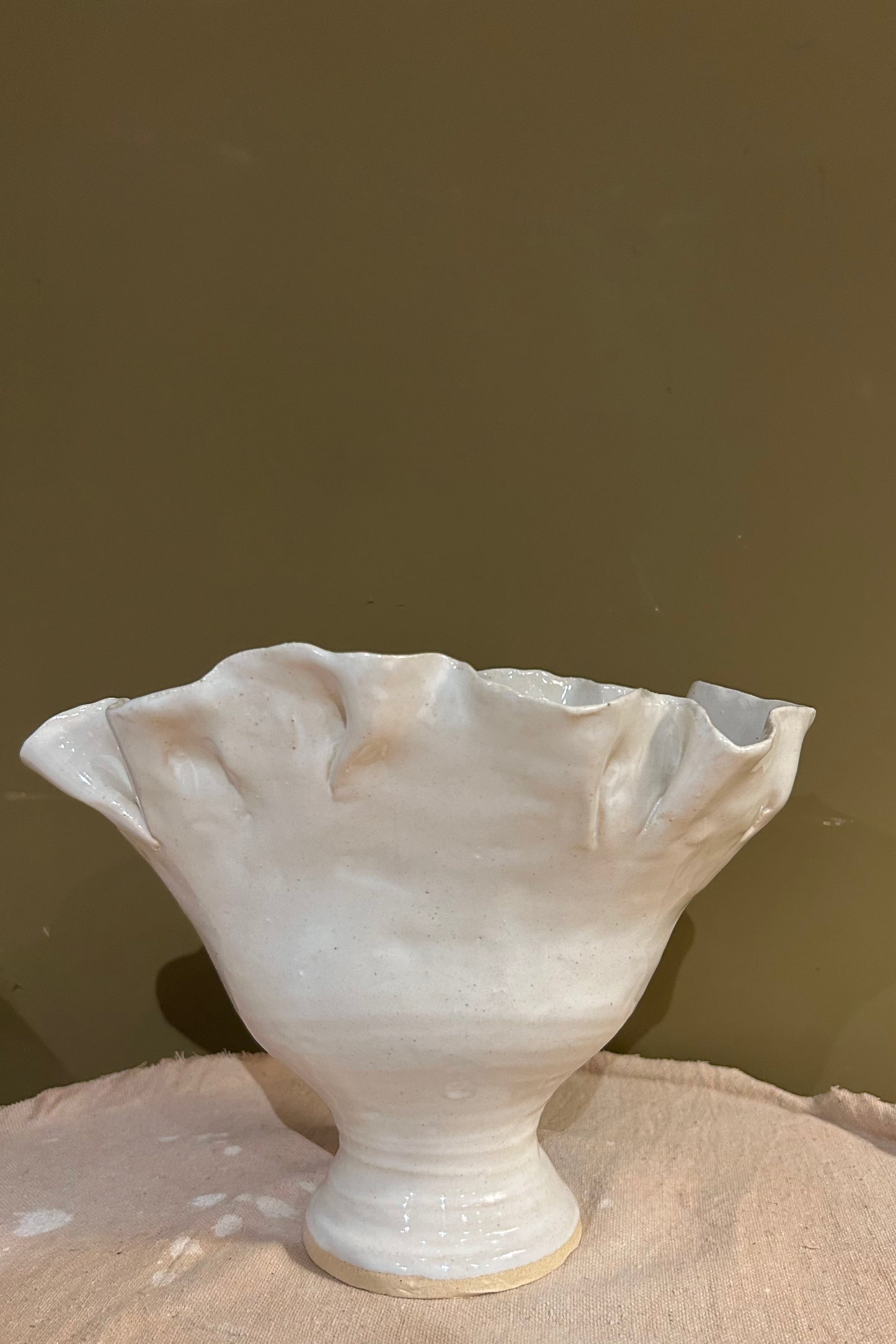 Ruffled Vase 3 / White Glaze