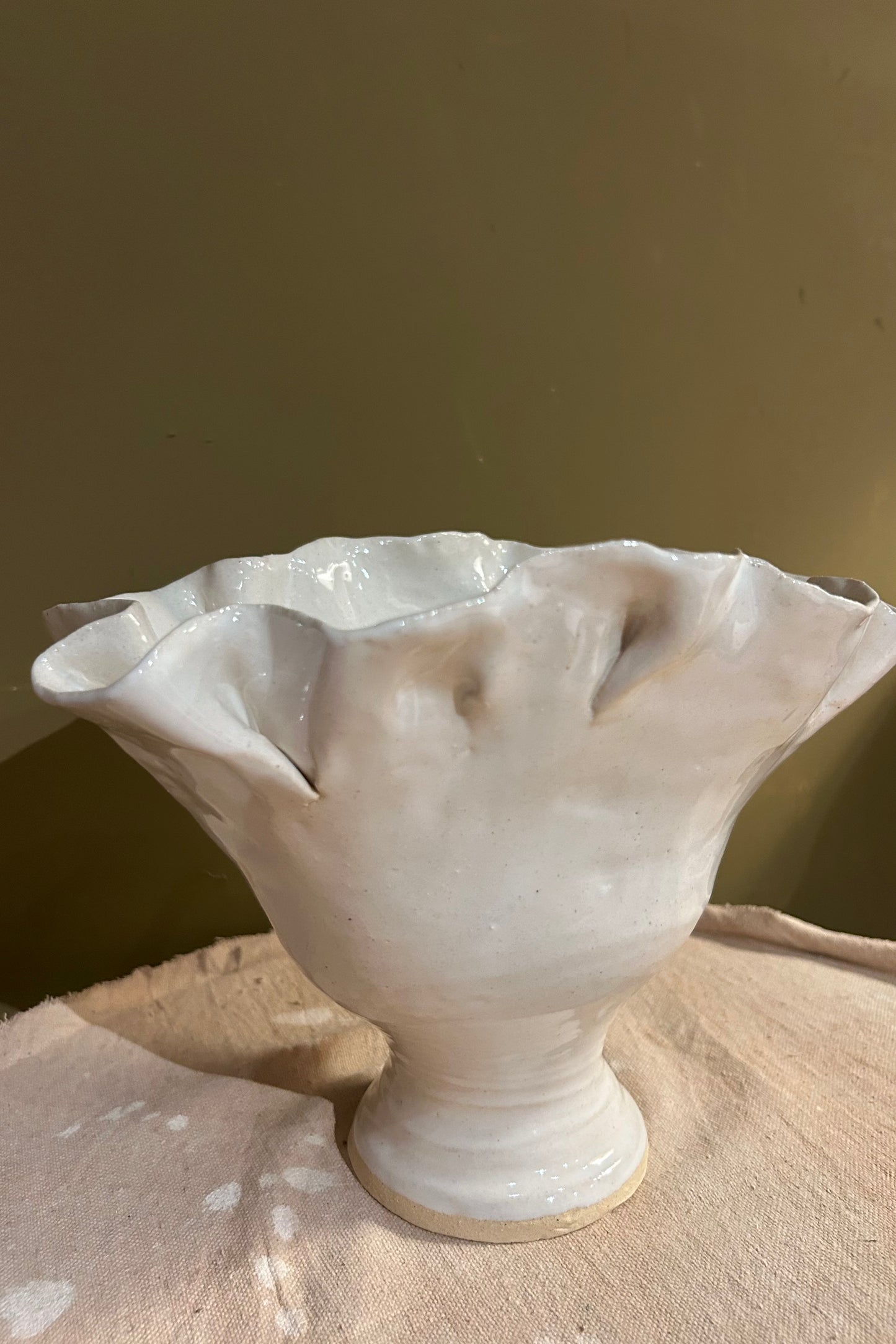 Ruffled Vase 3 / White Glaze