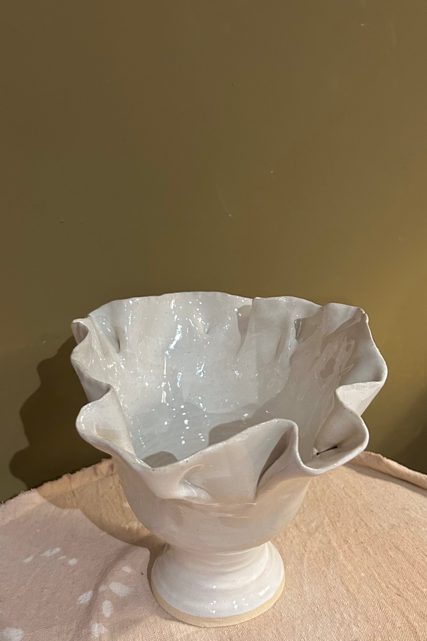 Ruffled Vase 3 / White Glaze
