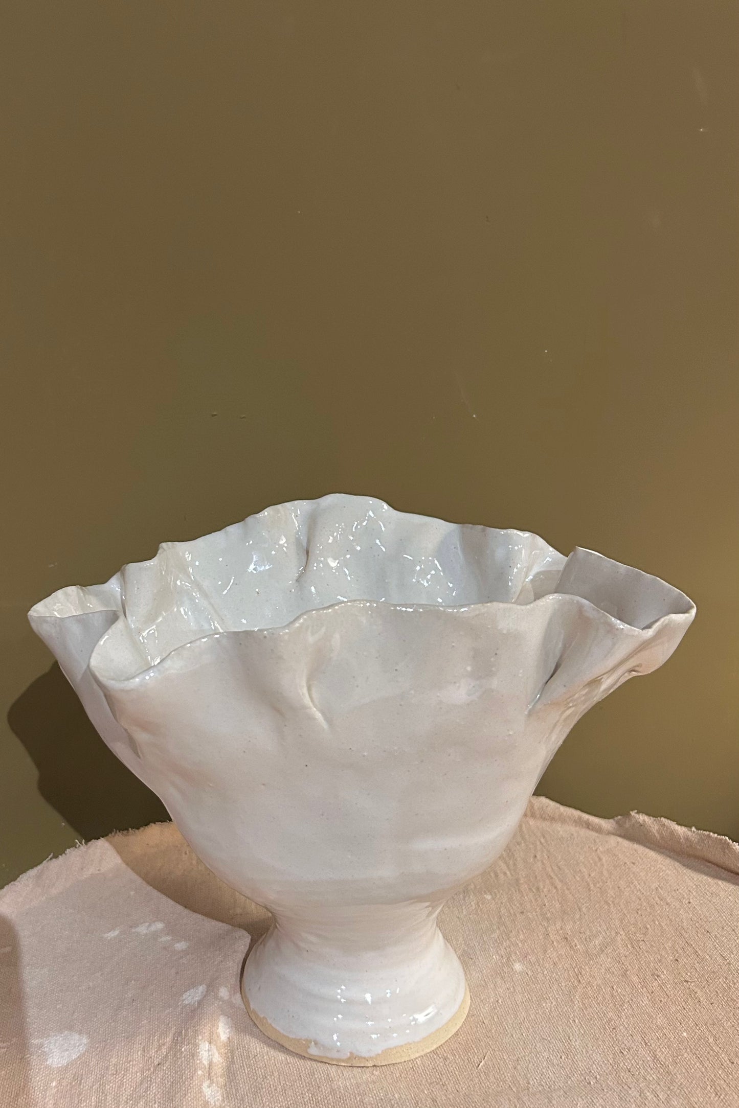 Ruffled Vase 3 / White Glaze
