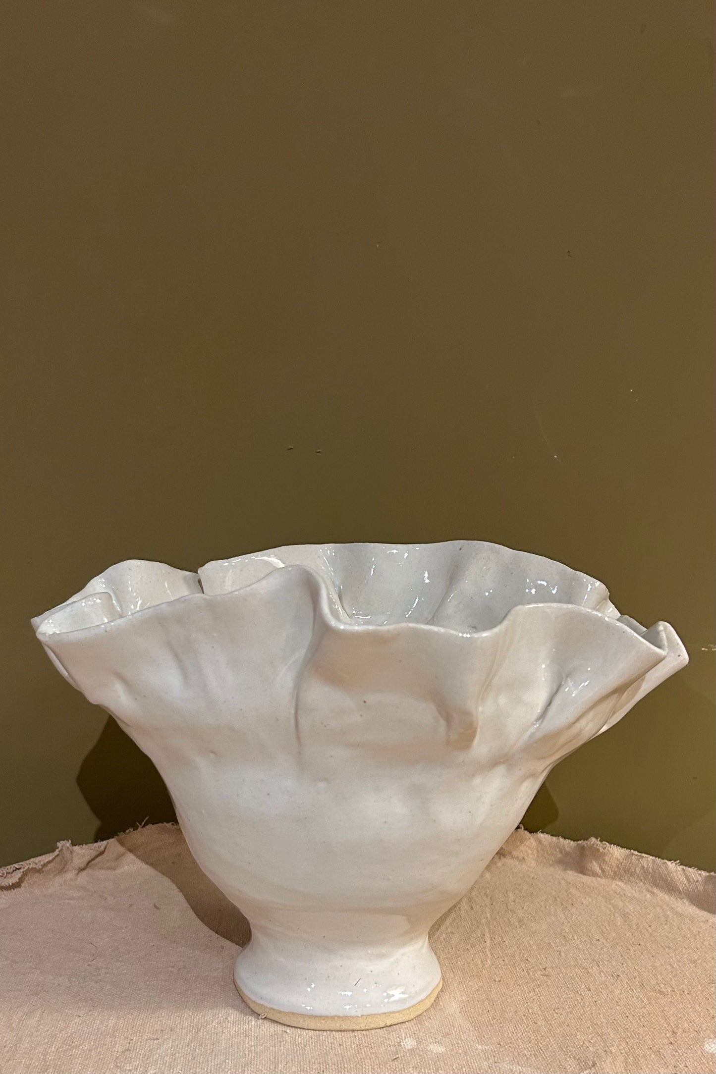 Ruffled Vase 5 / White Glaze