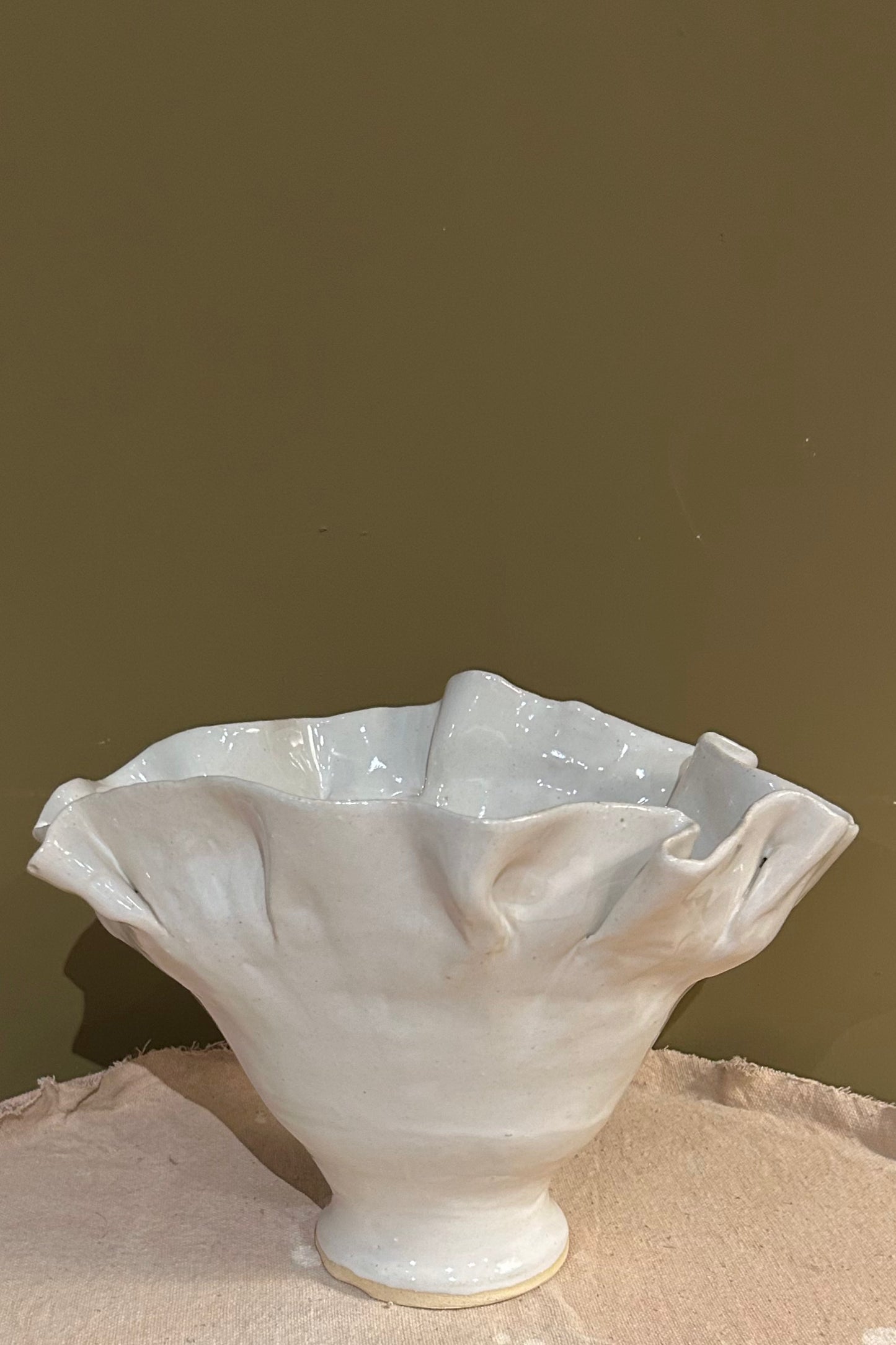 Ruffled Vase 5 / White Glaze