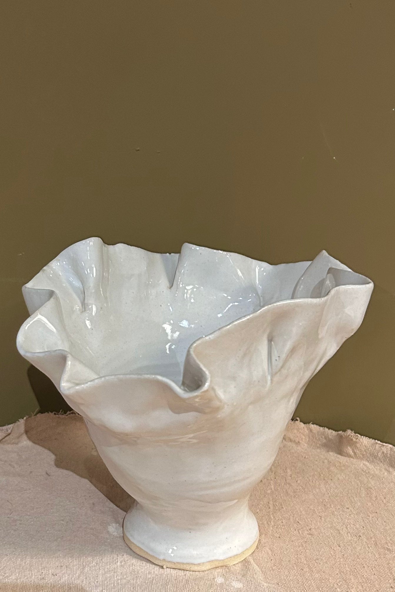 Ruffled Vase 5 / White Glaze