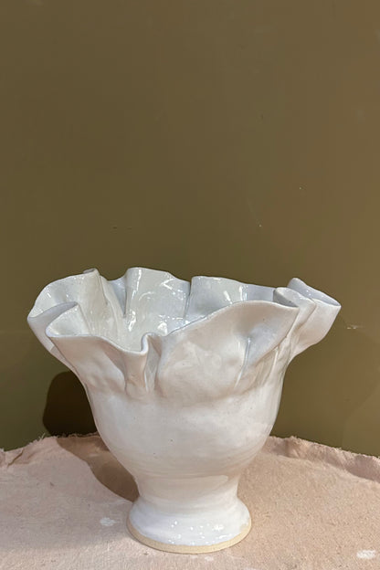 Ruffled Vase 6 / White Glaze