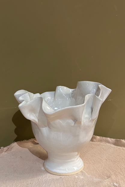 Ruffled Vase 6 / White Glaze