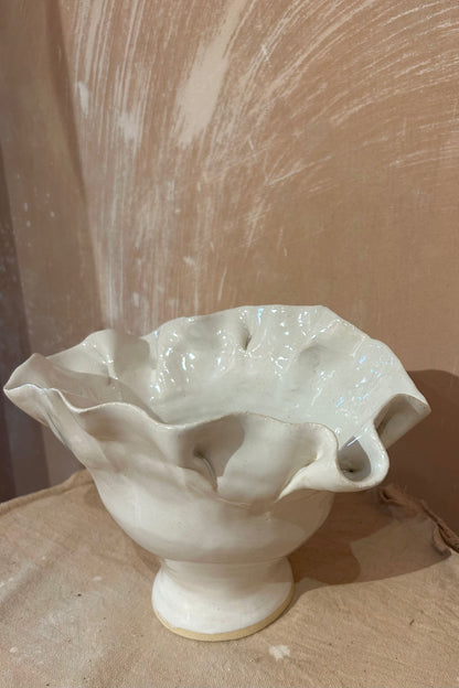 Ruffled Vase 1 / White Glaze
