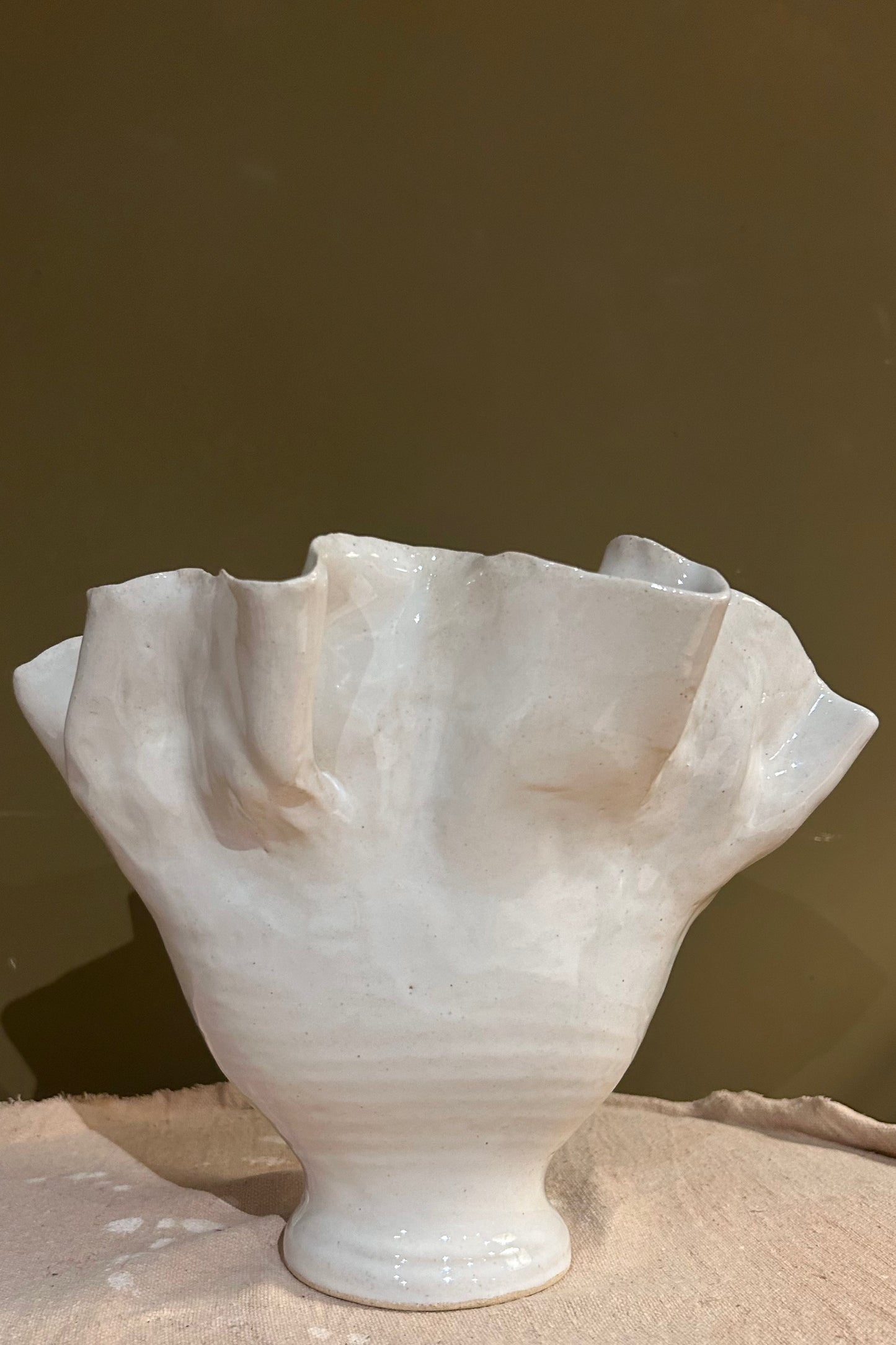 Ruffled Vase 2 / White Glaze