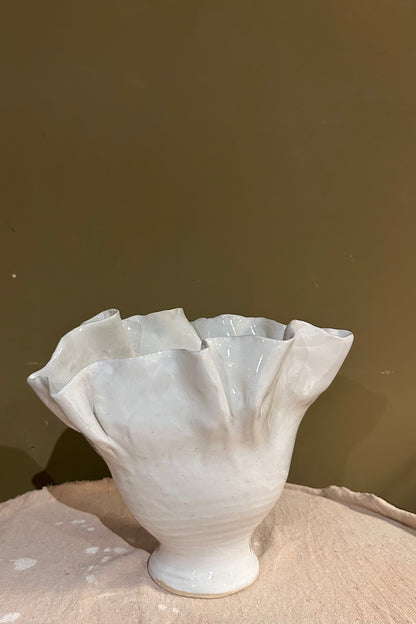Ruffled Vase 2 / White Glaze
