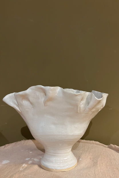 Ruffled Vase 3 / White Glaze