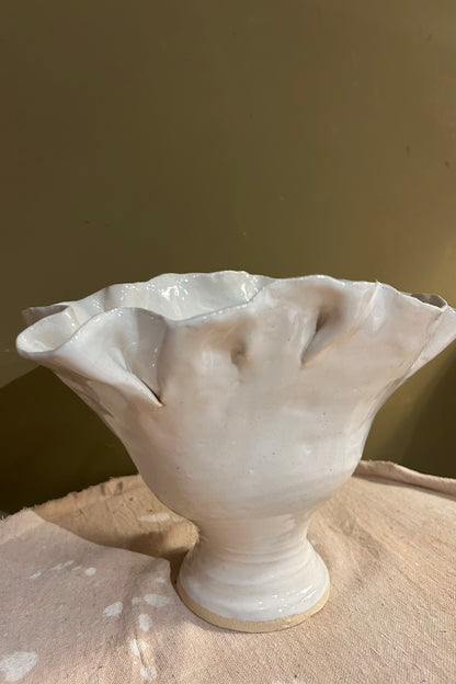 Ruffled Vase 3 / White Glaze