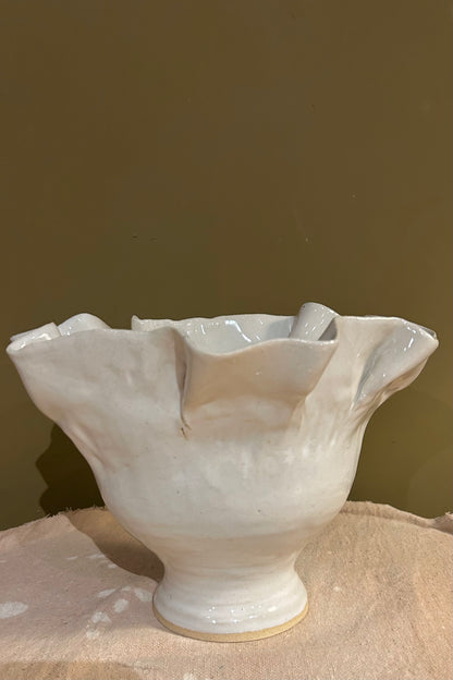 Ruffled Vase 4 / White Glaze