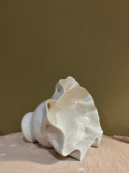 Ruffled Vase 4 / White Glaze