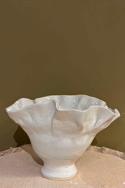 Ruffled Vase 5 / White Glaze