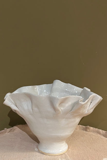 Ruffled Vase 5 / White Glaze