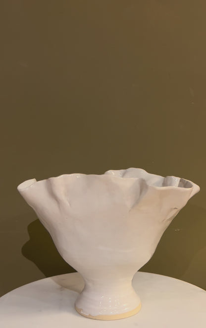 Ruffled Vase 3 / White Glaze