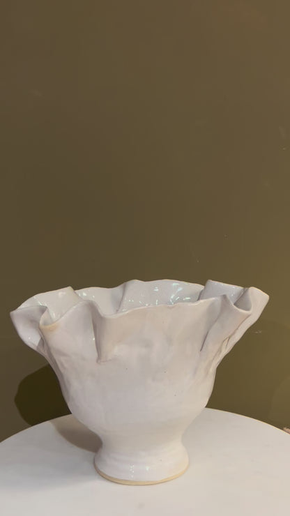 Ruffled Vase 4 / White Glaze
