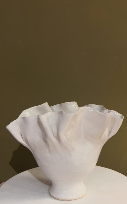 Ruffled Vase 2 / White Glaze