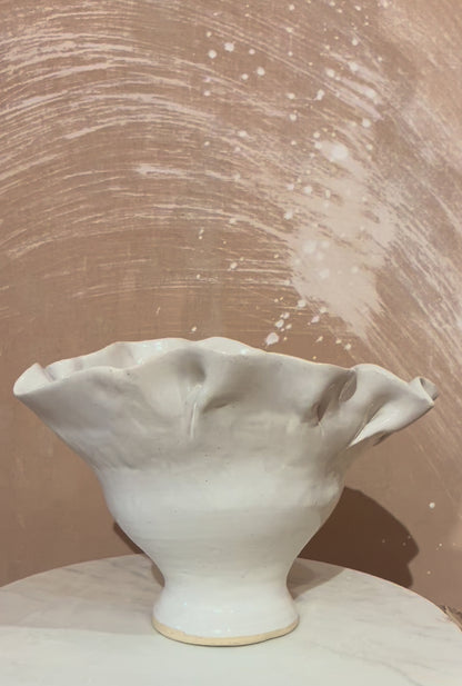 Ruffled Vase 1 / White Glaze