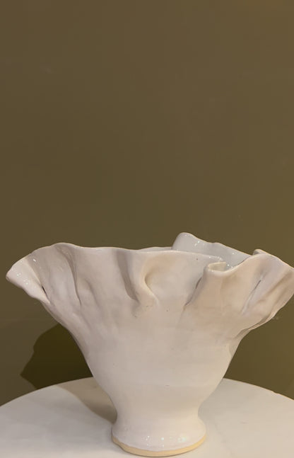Ruffled Vase 5 / White Glaze