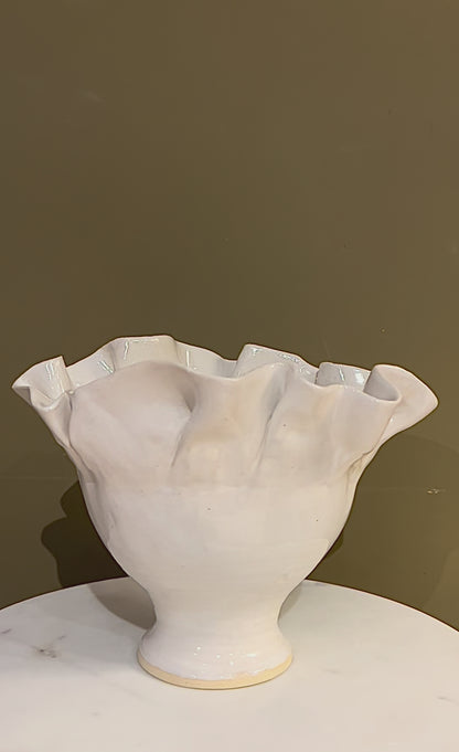Ruffled Vase 6 / White Glaze